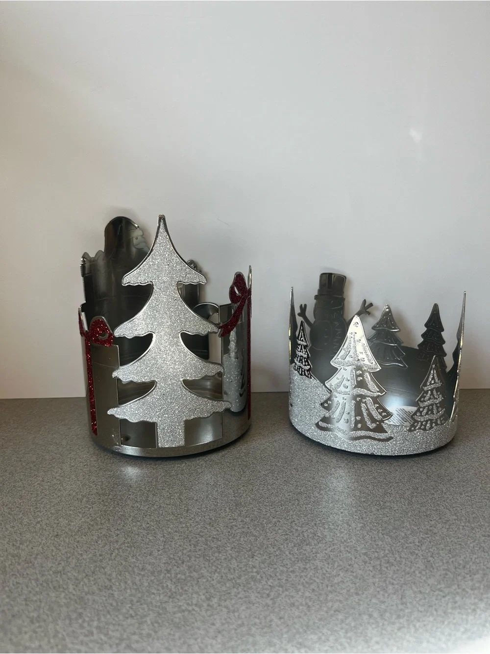 Bath & Body Works Christmas 3-Wick Candle Holder Set Santa & Snowman